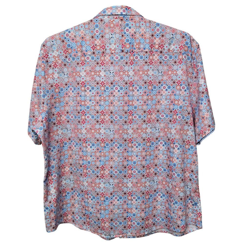 Johnston & Murphy Casual Button Up Shirt Big Tall XXXL 100% Cotton‎ Mosaic Print - Picture 2 of 7